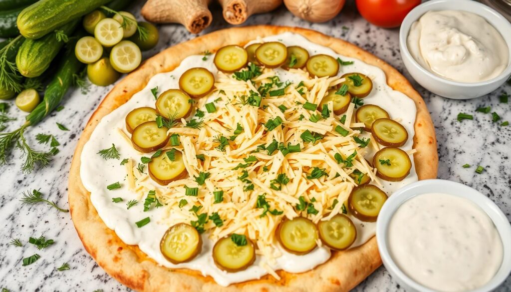 Pickle pizza assembly