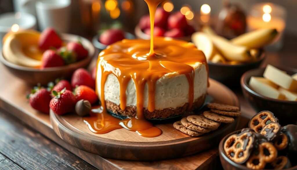 caramel fondue cheesecake