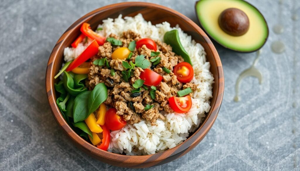 ground turkey rice bowl ground turkey rice bowl