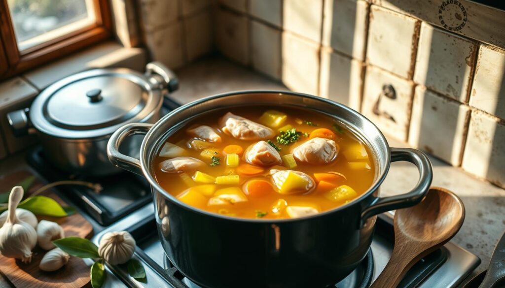 homemade chicken broth