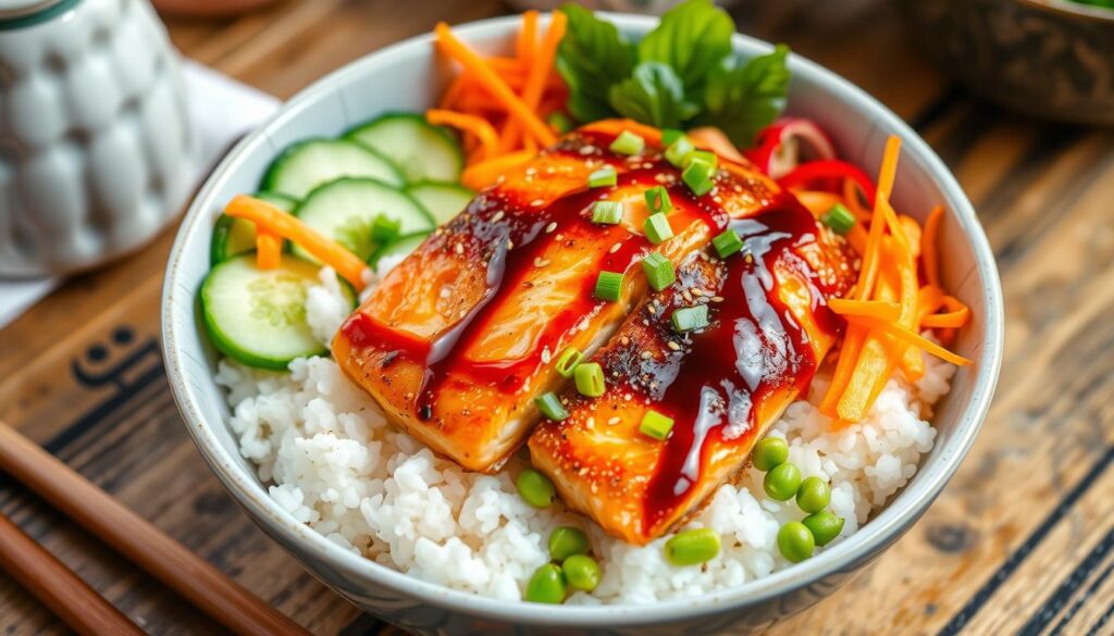 salmon rice bowl