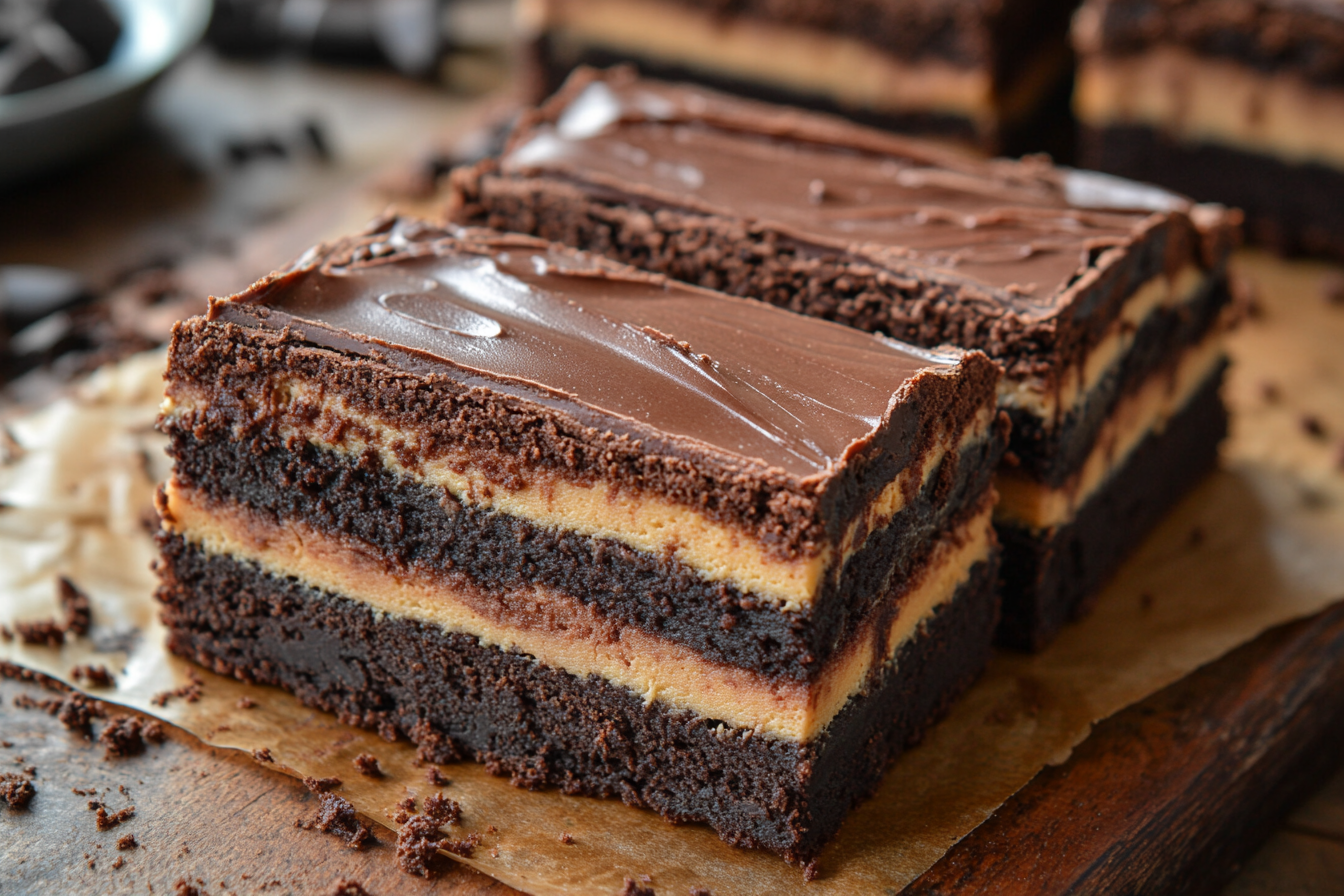 Layered Chocolate Mousse Brownies