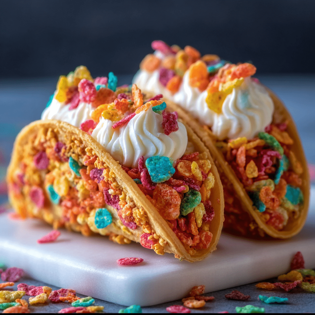 Fruity Pebbles Cheesecake Tacos