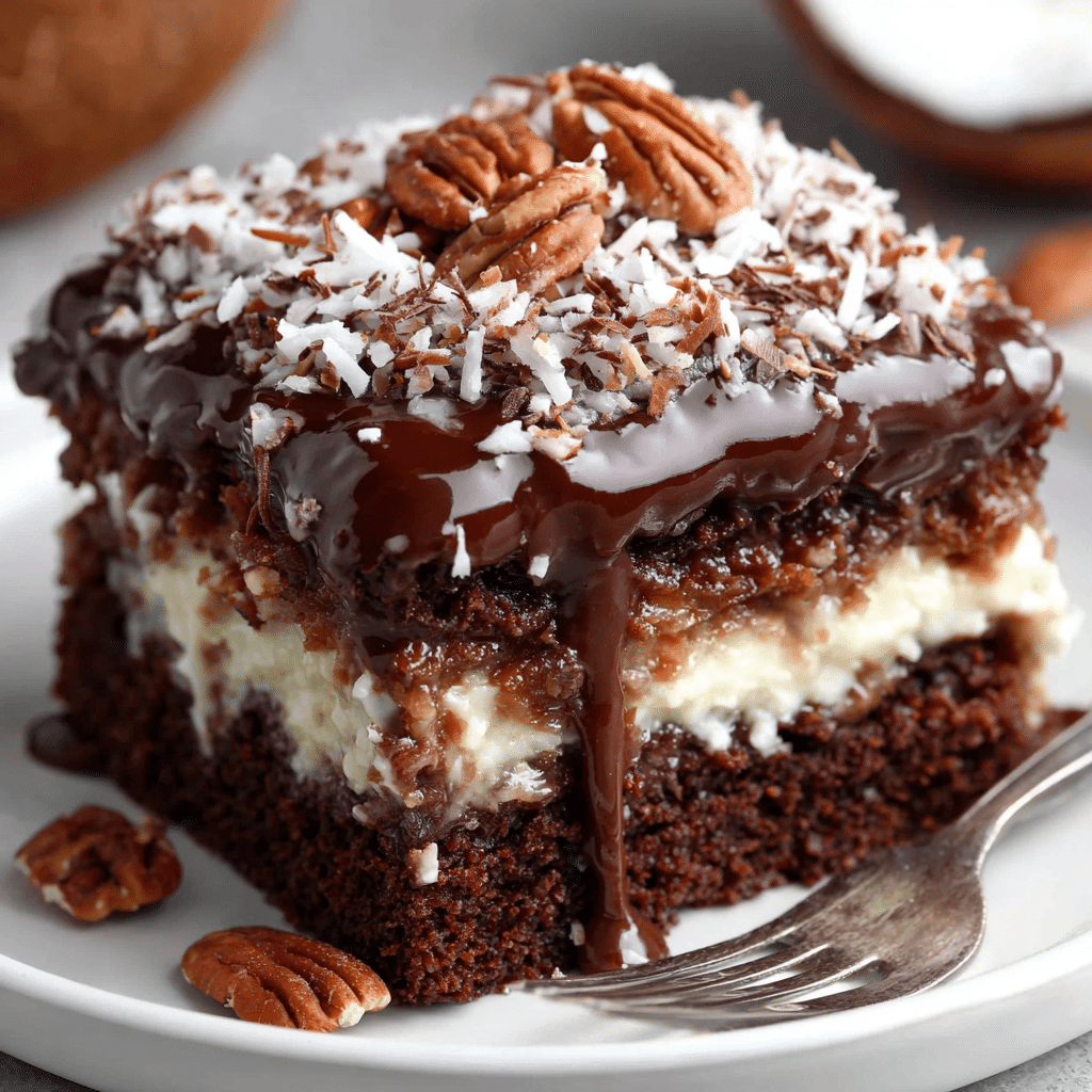 German Chocolate Poke Cake