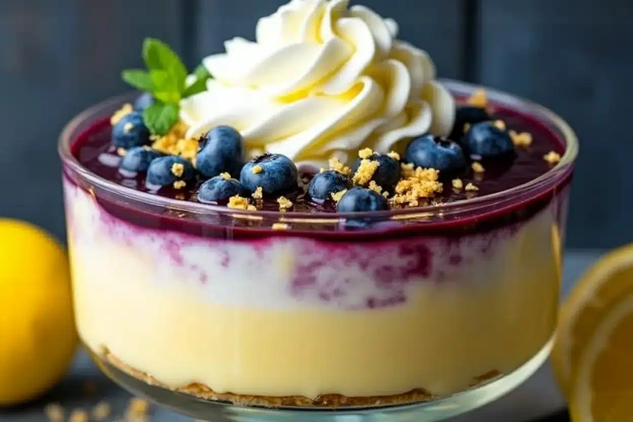 No Bake Lemon Blueberry Dessert