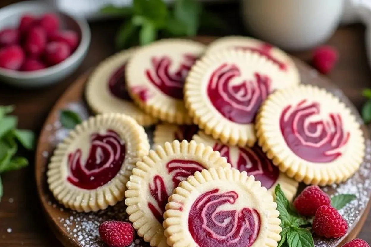 Raspberry Swirl Shortbread Cookies