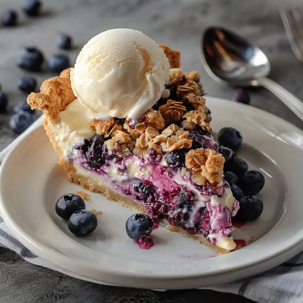 blueberry crumble cheesecake pie - featured image