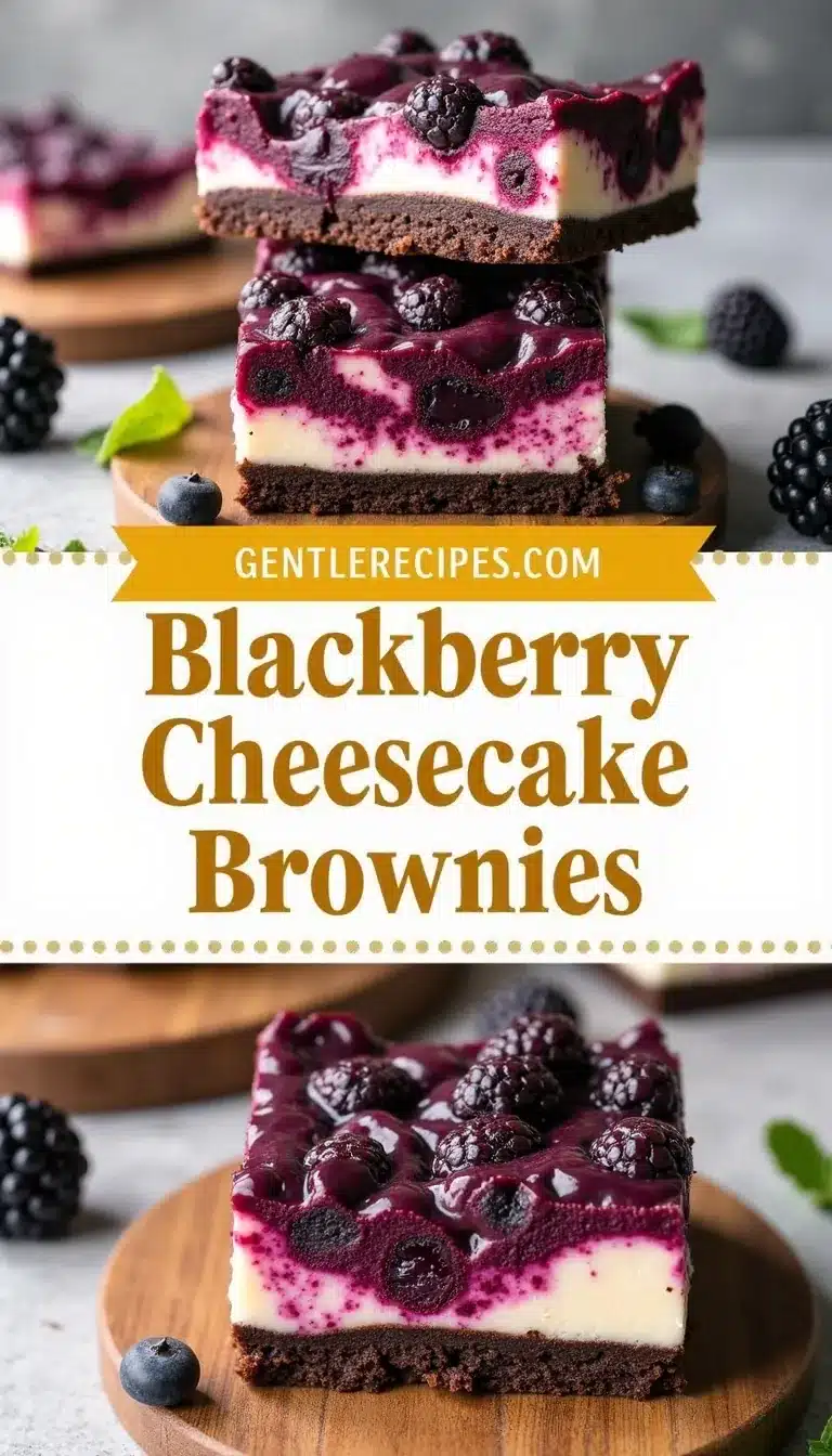 Pinterest pin for blackberry cheesecake brownies