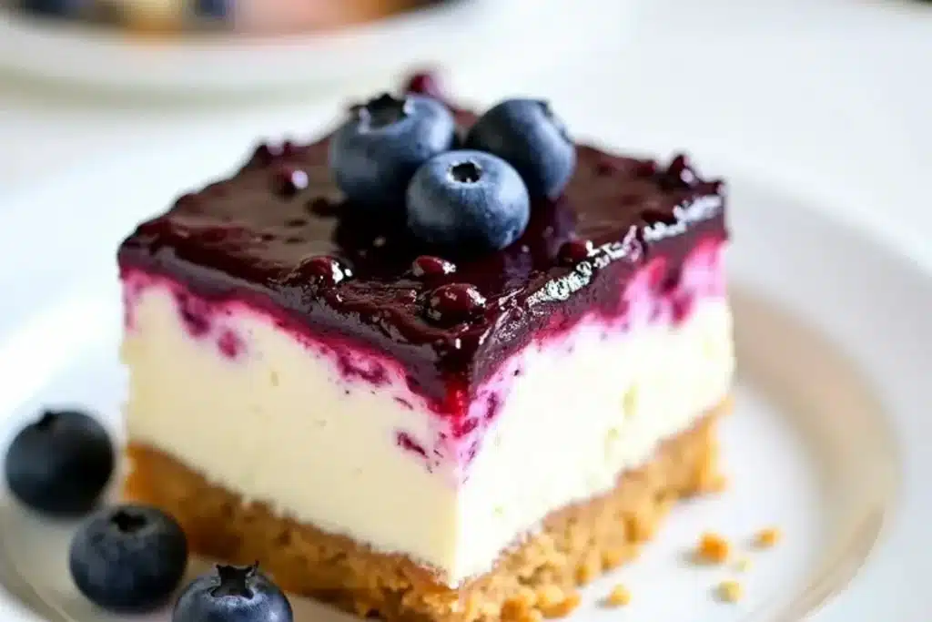 blueberry bars with cheesecake layers