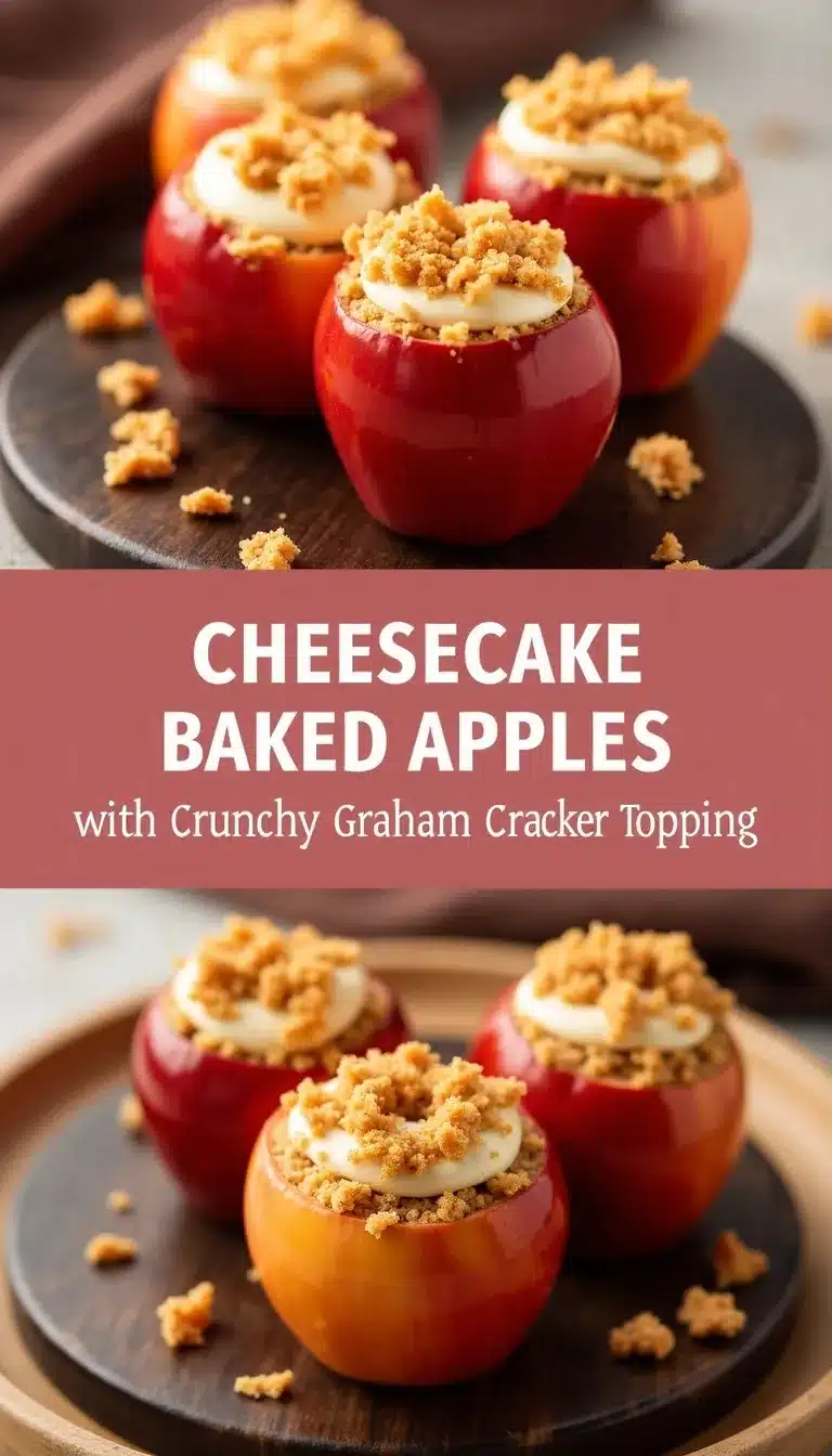 Pinterest pin for cheesecake-stuffed baked apples