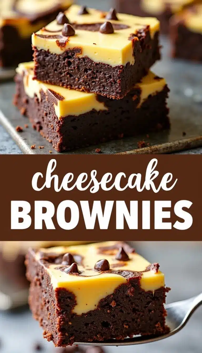 Pinterest pin for cheesecake brownies