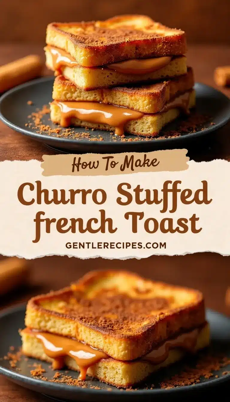 Pinterest pin for churro stuffed French toast