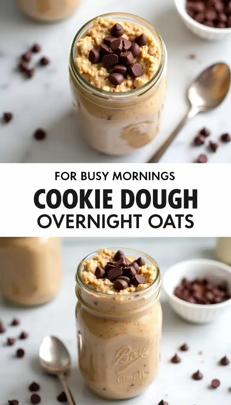 Pinterest pin for cookie dough overnight oats