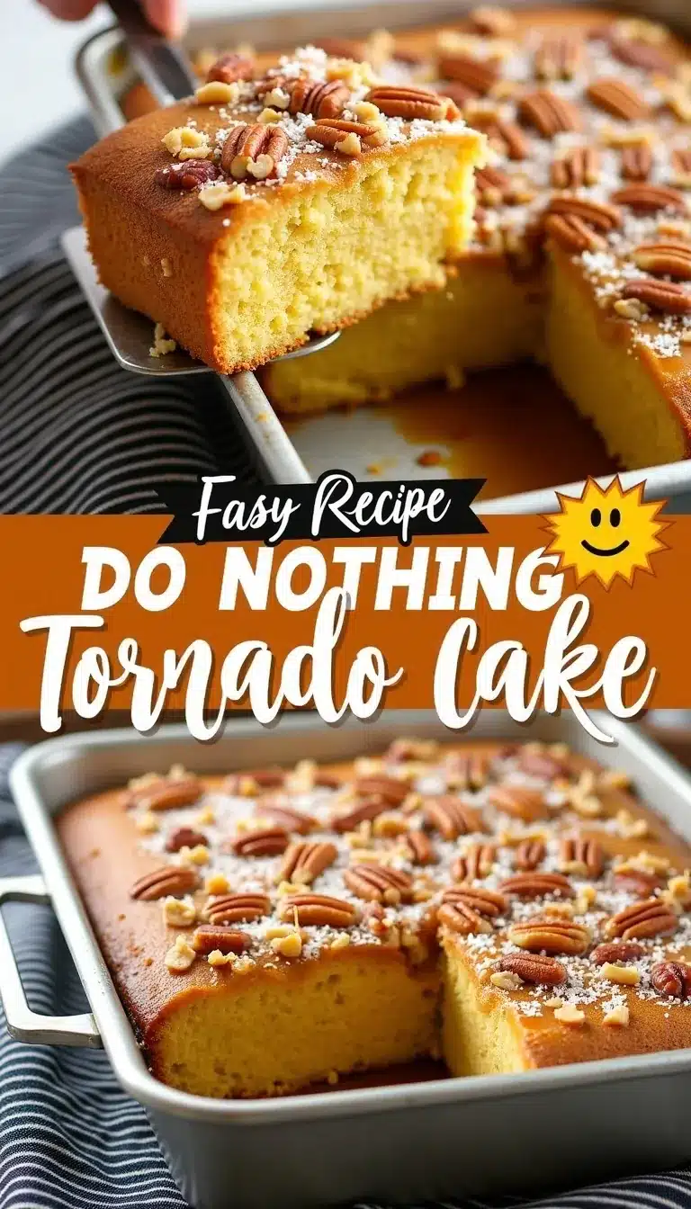 Pinterest pin for do nothing tornado cake