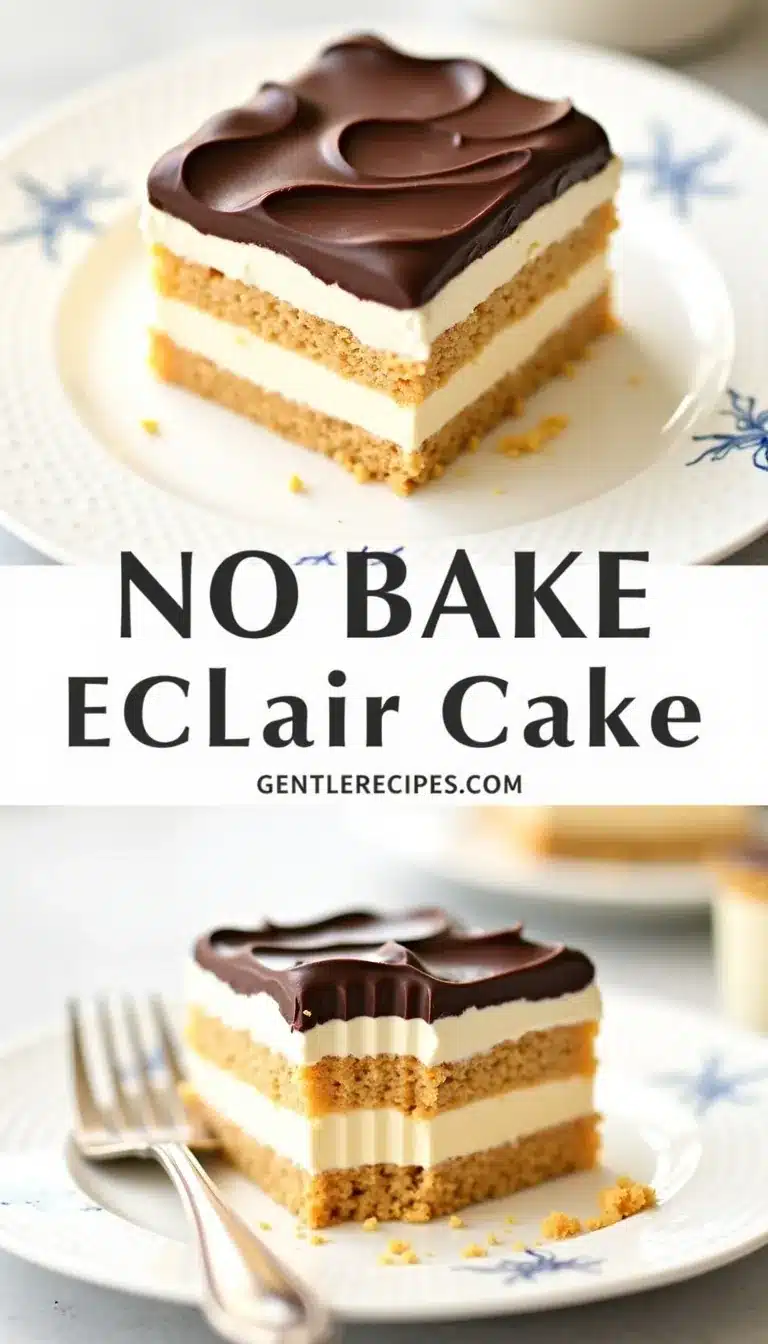 Pinterest pin for no-bake eclair cake