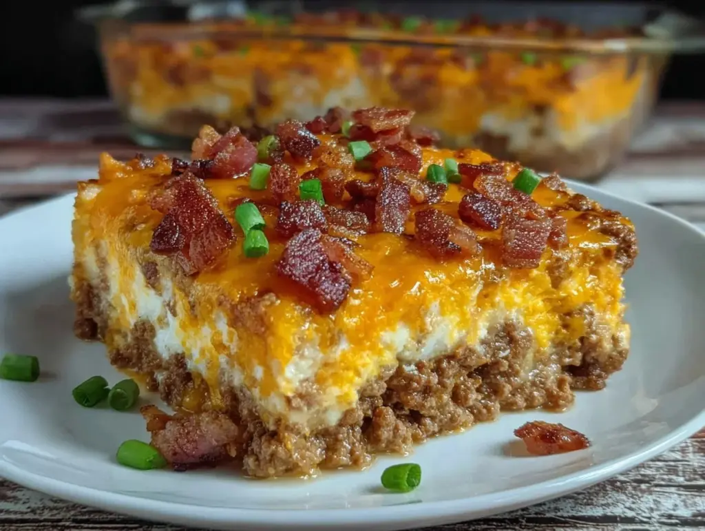 bacon cheeseburger casserole - featured image