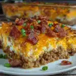 bacon cheeseburger casserole - featured image