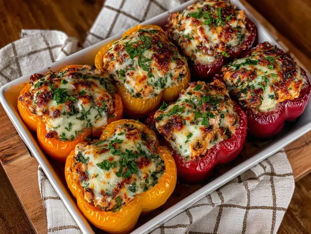 Cheesy Chicken Stuffed Peppers - Easy Healthy Dinner Recipe 4 Cheesy Chicken Stuffed Peppers preparation steps