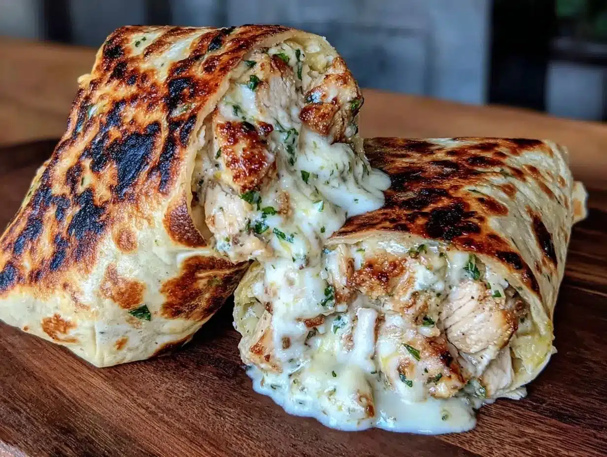 cheesy garlic chicken wraps preparation steps