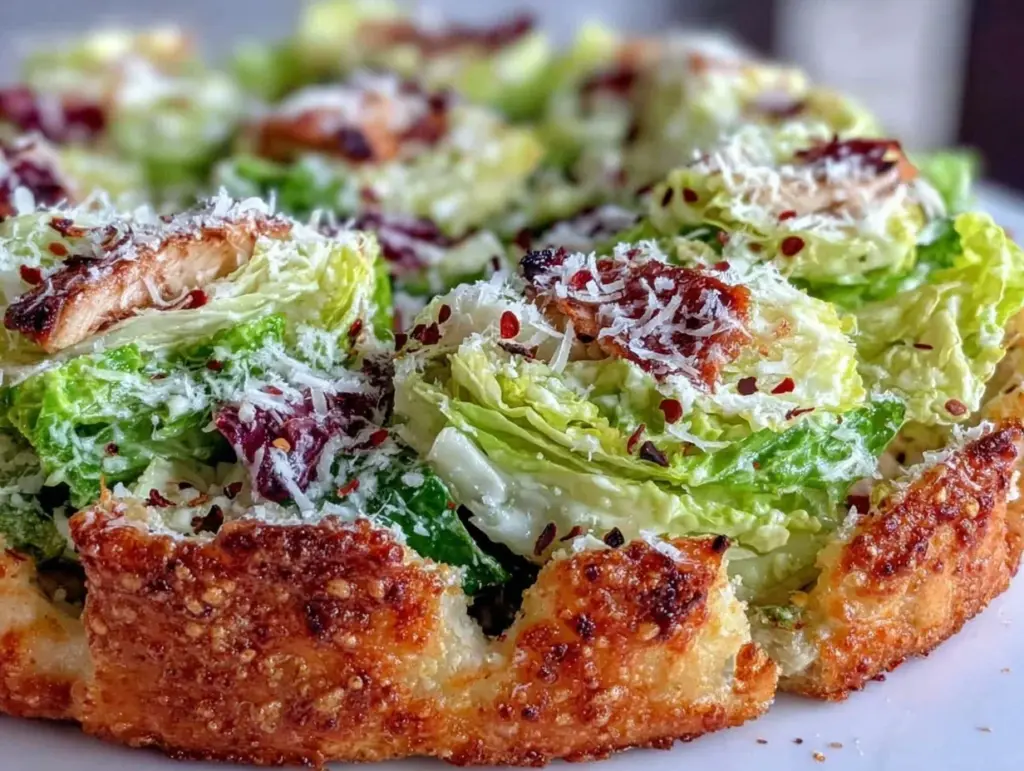 chicken caesar salad pizza - featured image