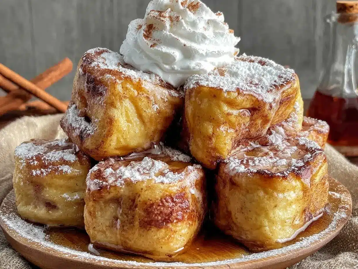 Cinnamon Roll French Toast Bites preparation steps