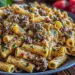 creamy beef pasta - featured image