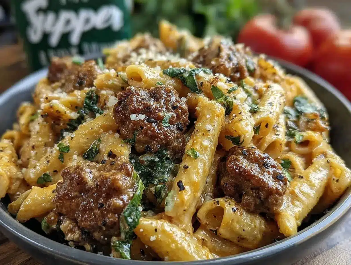 Creamy Beef Pasta Recipe – Easy High-Protein Dinner Idea 4 creamy beef pasta preparation steps