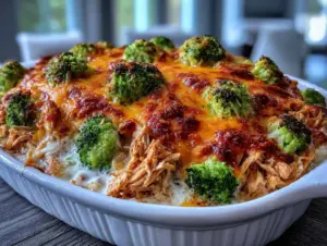 creamy chicken broccoli casserole - featured image