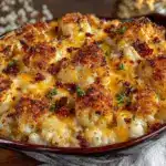 creamy chicken cauliflower rice casserole - featured image