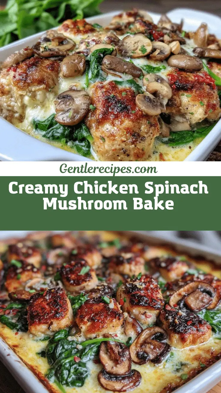 creamy chicken spinach mushroom bake recipe