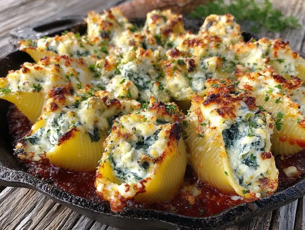 Creamy Spinach Ricotta Stuffed Shells - Best Easy Dinner Recipe 4 creamy spinach ricotta stuffed shells preparation steps