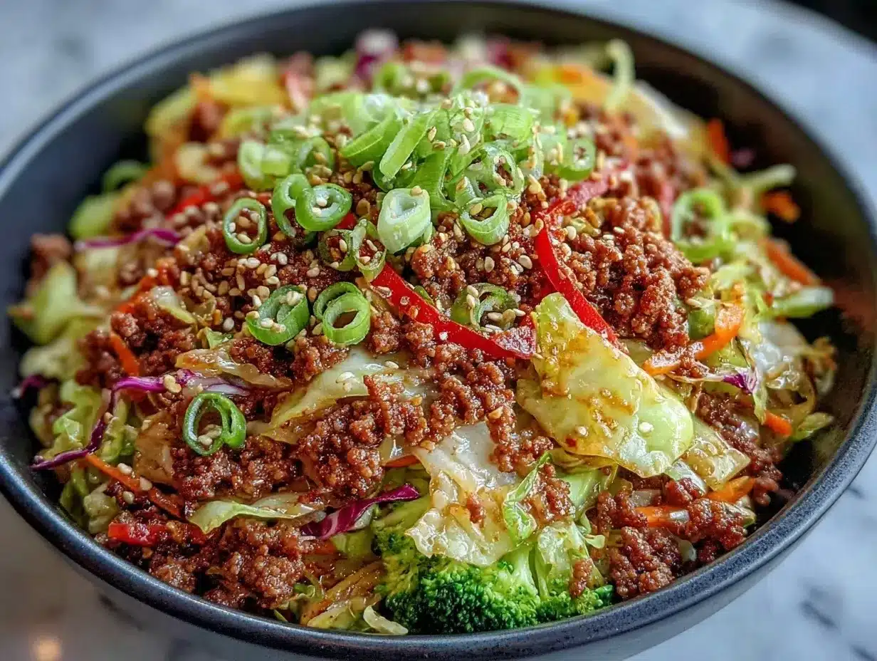 Easy Egg Roll in a Bowl Recipe - Perfect High Protein Dinner 4 Egg Roll in a Bowl preparation steps