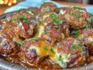 French Onion Meatballs - featured image