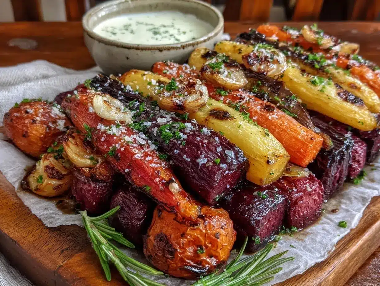garlic herb roasted root vegetables preparation steps