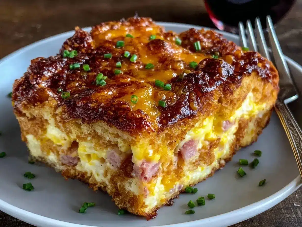 Best Ham and Cheese Croissant Casserole Recipe for Brunch 4 ham and cheese croissant casserole preparation steps