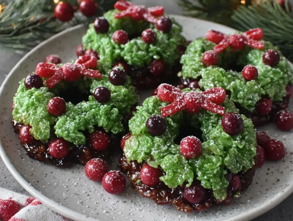 no-bake Christmas wreath cookies - featured image
