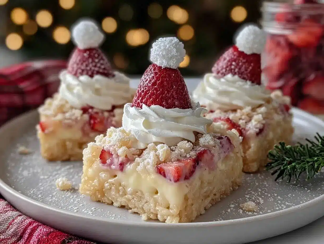 Santa Hat Cheesecake Crispy Squares Recipe for Easy Holidays 4 Santa Hat Cheesecake Crispy Squares preparation steps