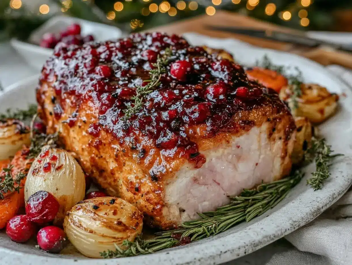 slow cooker cranberry glazed pork loin preparation steps