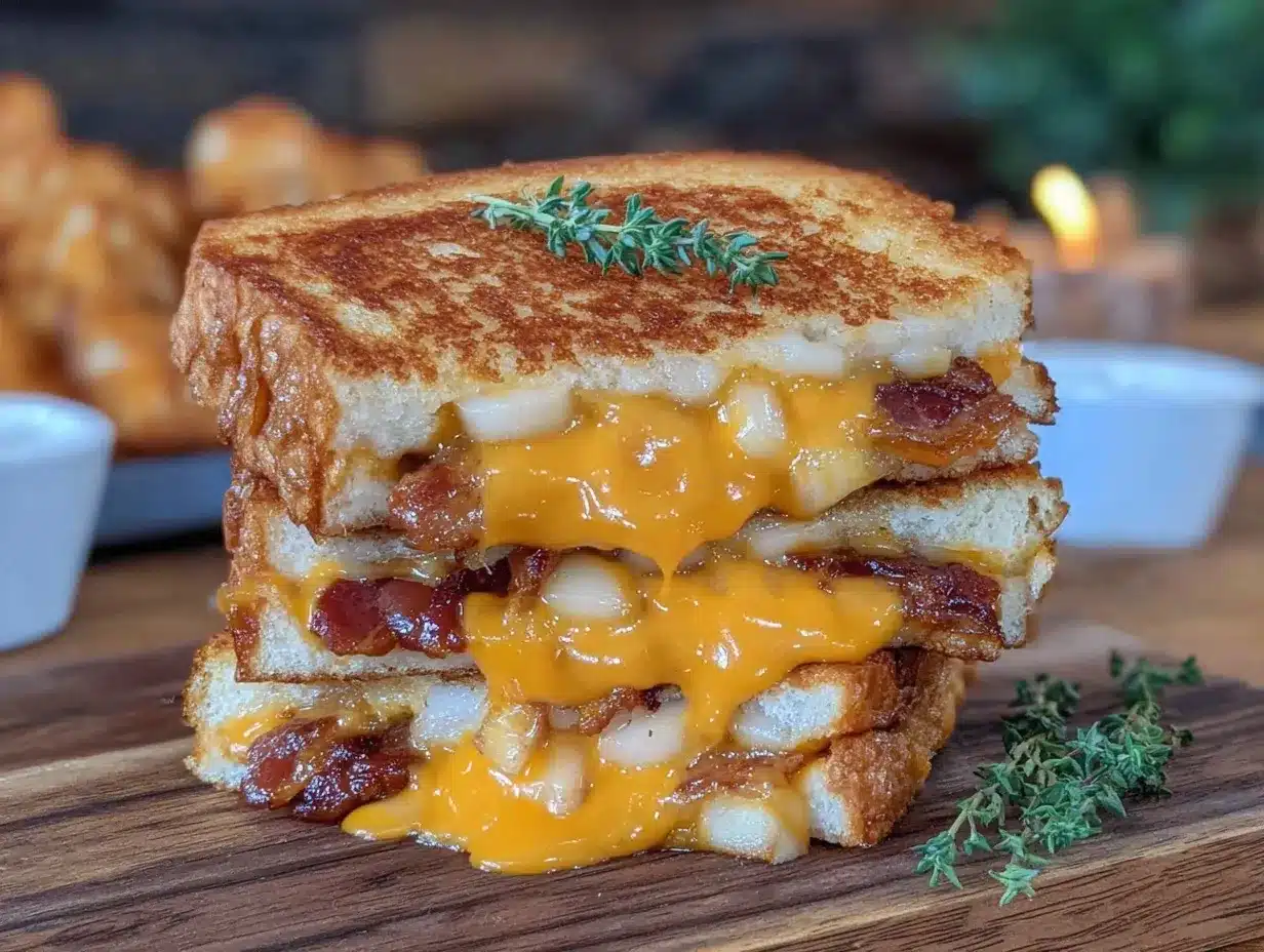 Apple Bacon Cheddar Grilled Cheese preparation steps