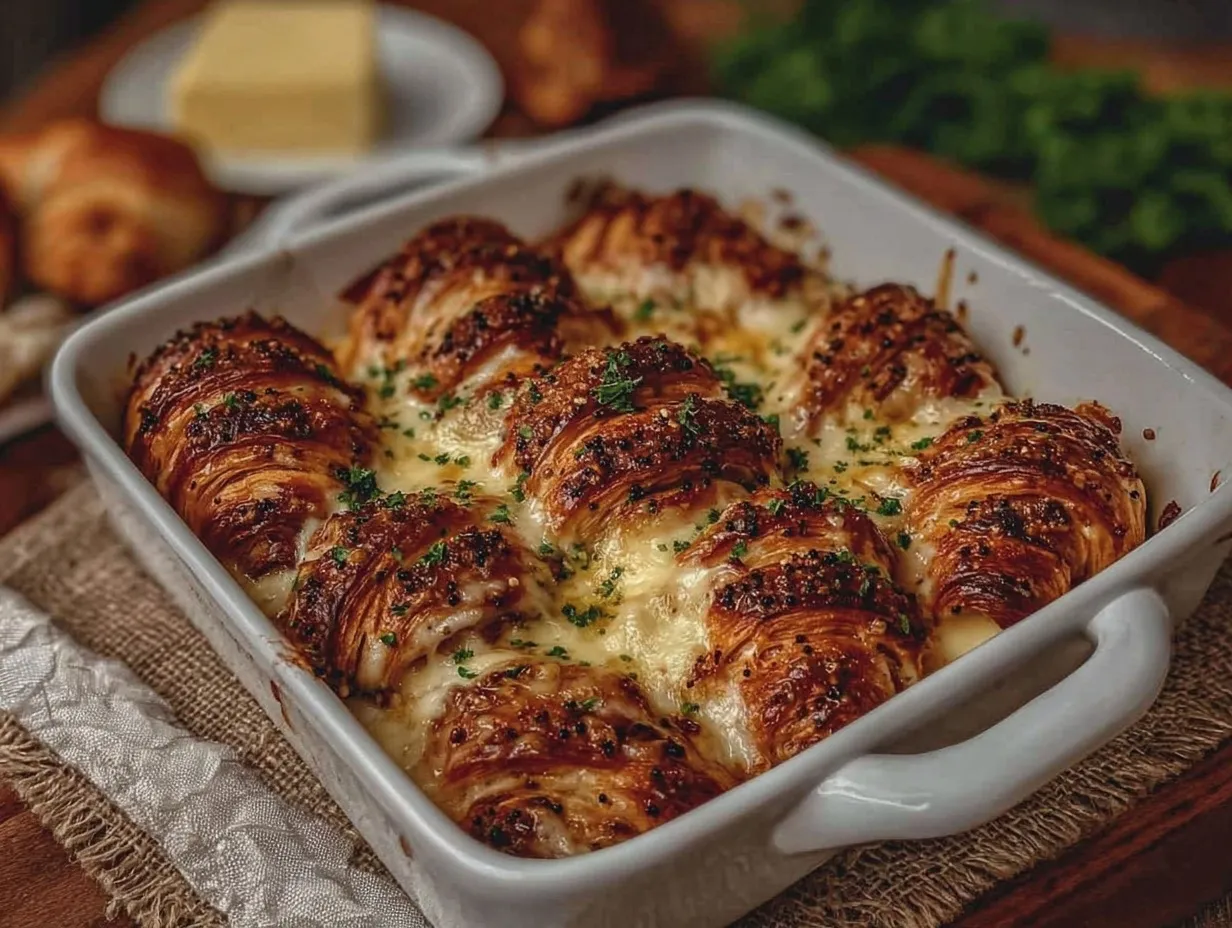 baked ham and cheese croissants preparation steps