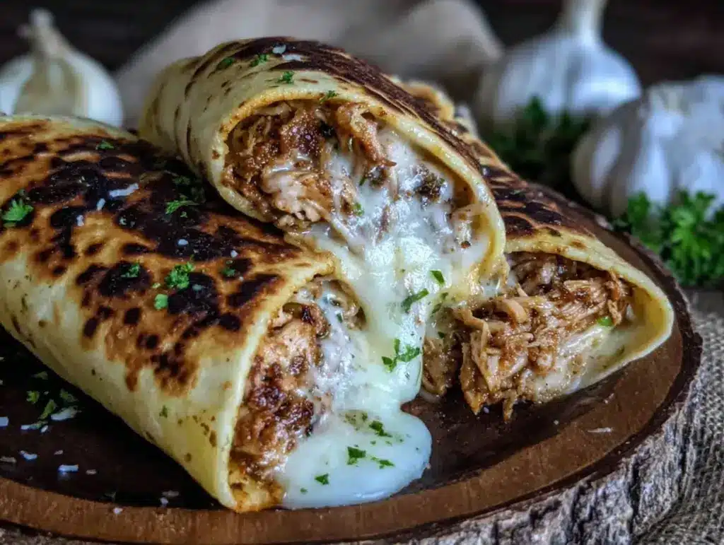 cheesy garlic chicken wraps - featured image