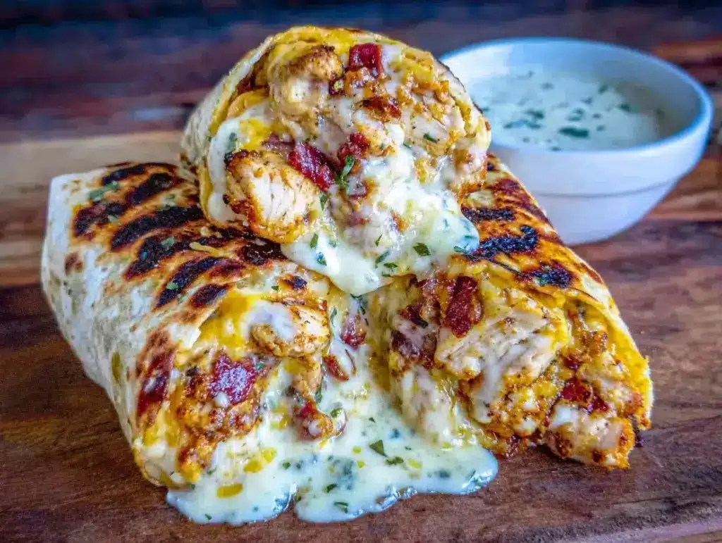 cheesy garlic chicken wraps - featured image