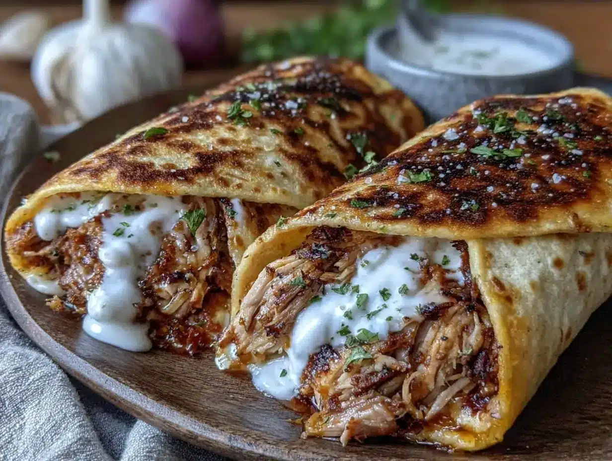 cheesy garlic chicken wraps preparation steps