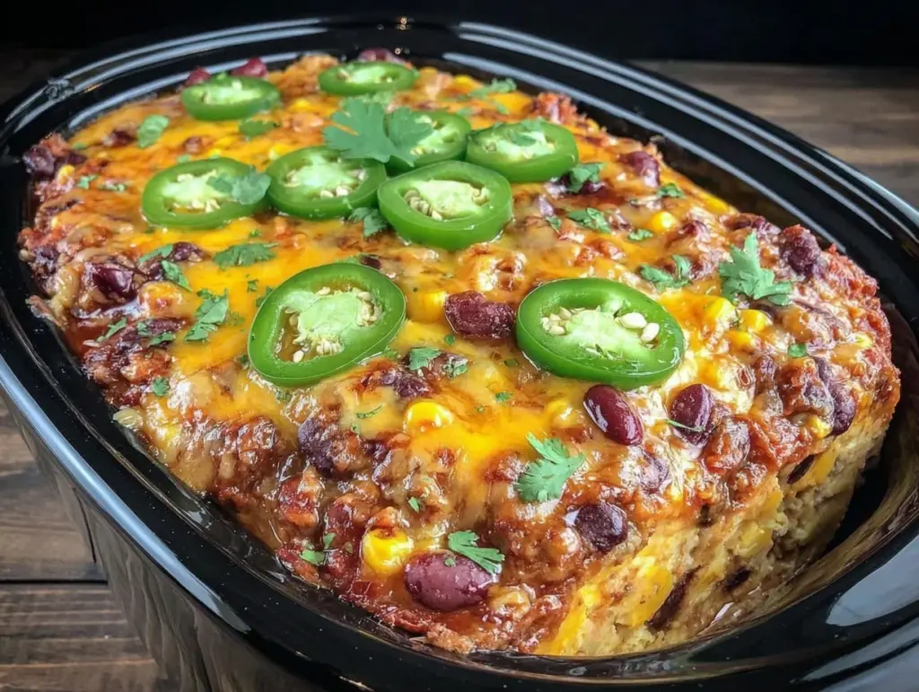Cheesy Slow Cooker Taco Casserole - featured image