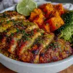 chicken and sweet potato rice bowl - featured image