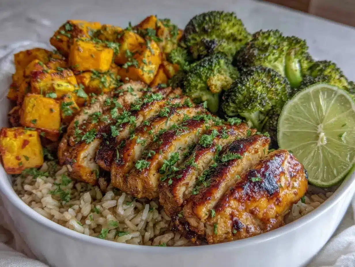 Flavorful Chicken & Sweet Potato Rice Bowl Recipe – Easy Meal Prep 4 chicken and sweet potato rice bowl preparation steps