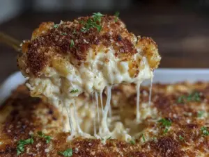 creamy baked mac and cheese - featured image