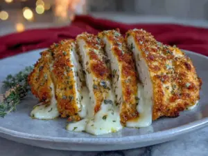 crispy mozzarella stuffed chicken - featured image