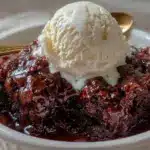 fudgy crockpot brownie pudding - featured image