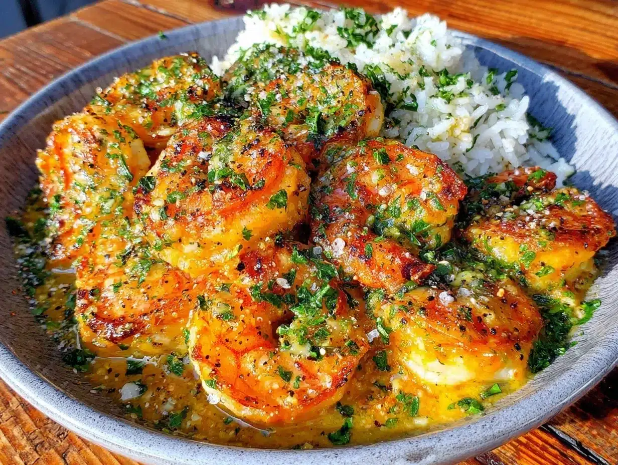 Garlic Butter Shrimp Bowl Recipe – Easy Creamy Rice 4 garlic butter shrimp preparation steps